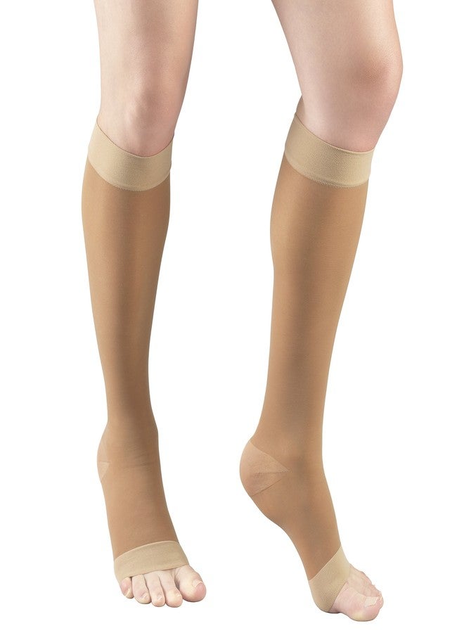 Truform Sheer Compression Stockings, 15-20 mmHg, Women's Knee High Length, Open Toe, 20 Denier, Beige, X-Large - Image 2
